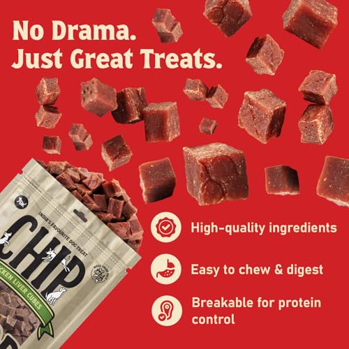 Image of Chip Chops Chicken Liver Cubes Dog Treats, Healthy and Easily Digestible Snacks, Training and Reward Treats Suitable for All Dog Breeds 250g - Pack of 2