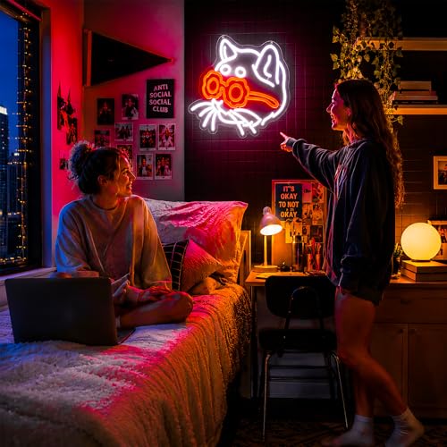 Image of Cat Neon Sign for Wall Decor Light Up Sign Led Signs for Room Party Home Wall Decor USB Powered
