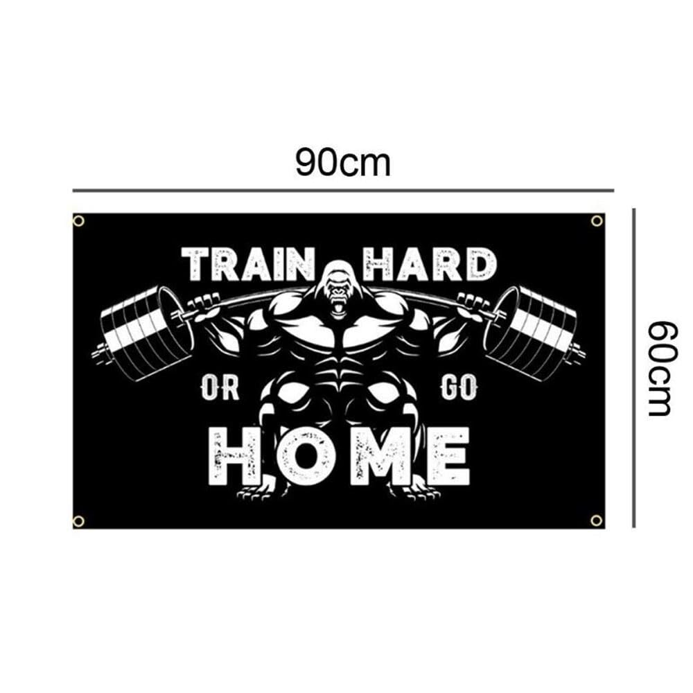 Poster Motivazionale Bandiera da Parete Train Hard Or Go Home 60 x 90 cm Bodybuilding