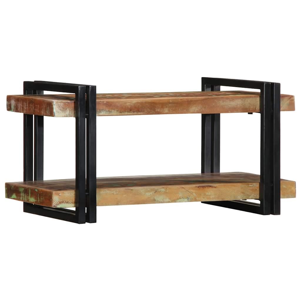 Wandregal Mehrfarbig aus massivem Altholz und Eisen, 70 x 33 x 35 cm, 60 kg Belastbarkeit, platzsparend für Wohnzimmer, Heimkino, Gaming, Aufbewahrung für CDs, Deko und Organizer