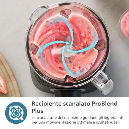 Philips Frullatore Serie 5000 - Motore da 1200 W. Tecnologia ProBlend Plus. Bicchiere Blend-and-Go. Parti lavabili in lavastoviglie. Capacità 2L. Nero (HR3031/00)