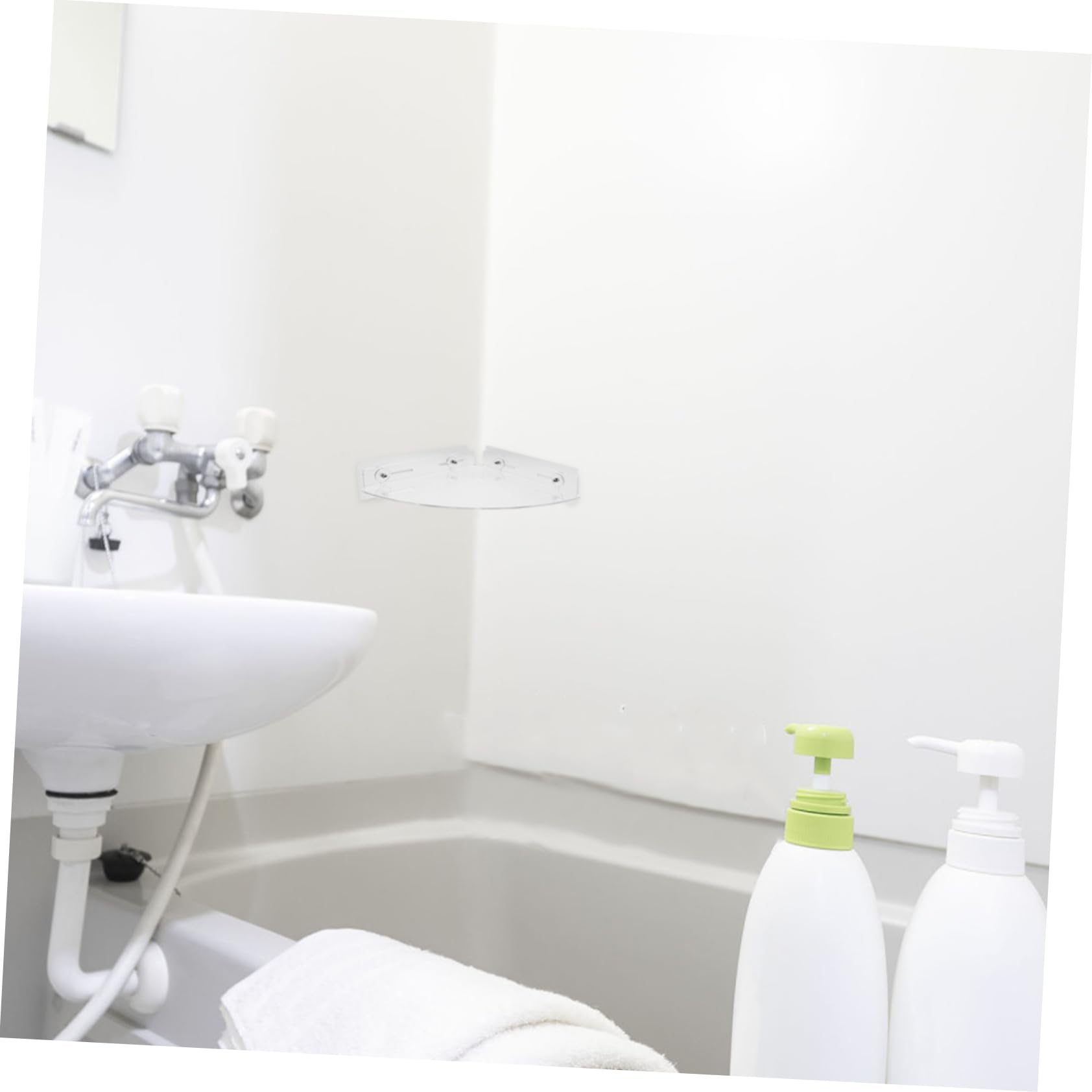 Hemobllo 2pezzi Mensola per Doccia in Acrilico Mensole Sospese per Doccia senza Foratura Portaoggetti da Parete per Bagno Resistente all Acqua e Antiruggine Design Salvaspazio per Pareti Pi