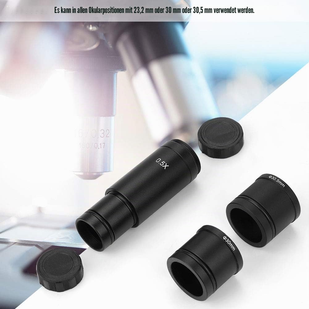 Mikroskopadapter, 0,5X C-Mount 30/30,5 mm Adapter für Mikroskop-CCD-Kamera-Okular, Objektivadapter