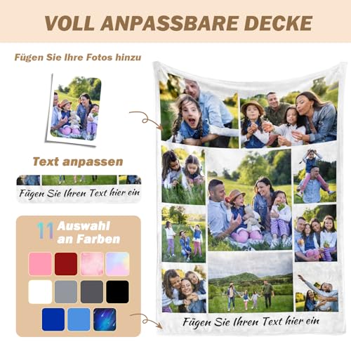 Bemaystar Personalisierte Decke mit Foto – Flauschige Kuscheldecke mit eigenem Foto – Kreative Geschenkidee für Muttertag, Vatertag, Jubiläum oder Geburtstag
