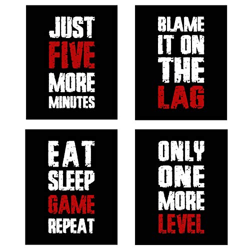 Simply Remarkable Video Gaming Wall Art Prints (Set of 4). Family Kids Home Wall DÃ©cor, USA Made Poster Gifts for Boy Girl Gamers. Decorate Bedroom, Fort or Video Game Room. Unframed (8" x 10", Set 1)