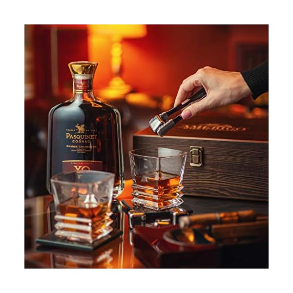 Amerigo Whisky Piedras Set de Regalo de Acero Inoxidable con 2 Vasos de Whisky - Alta Tecnología de Refrigeración - Regalos Hombre - 8 Reutilizables Cubitos de Hielo + Posavasos Originales + Pinzas - Imagen 3