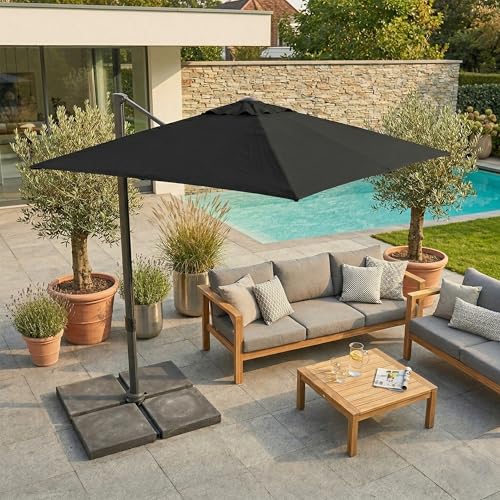 Sombrilla descentrada 360 grados AXI Nyra rectangular inclinable con funda protectora 3
