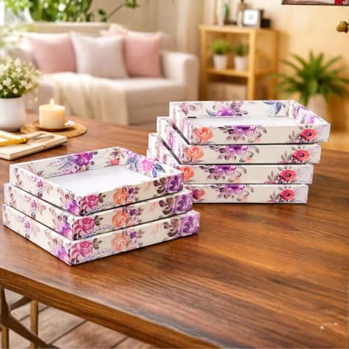 Image of SATYAM KRAFT 12 Pcs Multipurpose Folding Cardboard Gift Box | Premium Paper Hamper Empty DIY Tray for Wedding, Birthday, Gifting, Gift Packaging, Foldable Hampers, Return Gifts (Light yellow)