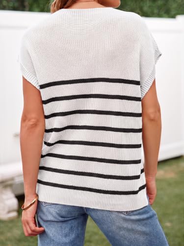 Image of Imily Bela Summer Fall Short Sleeve Sweater for Women | 2026 Crew Neck Ribbed Knit Vests Trendy Pullover Tops,Sweater Tank Tops,Sweater Vest
