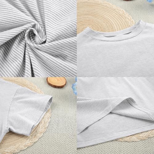 Split Short Pajama Set, Womens Striped Pajamas Set,Two Piece Set Striped Print Drop Shoulder Tee Wrap Split Shorts4