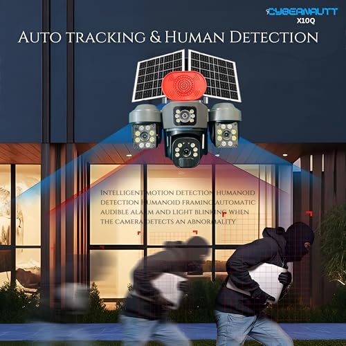 Image of XUGA Cybernautt X10Q 4+4+4 MP Triple Lens Full HD Battery Powered & Solar Sim Camera with External Hooter | Dual Solar | Human Detection | Motion Detection | 2 Way Audio