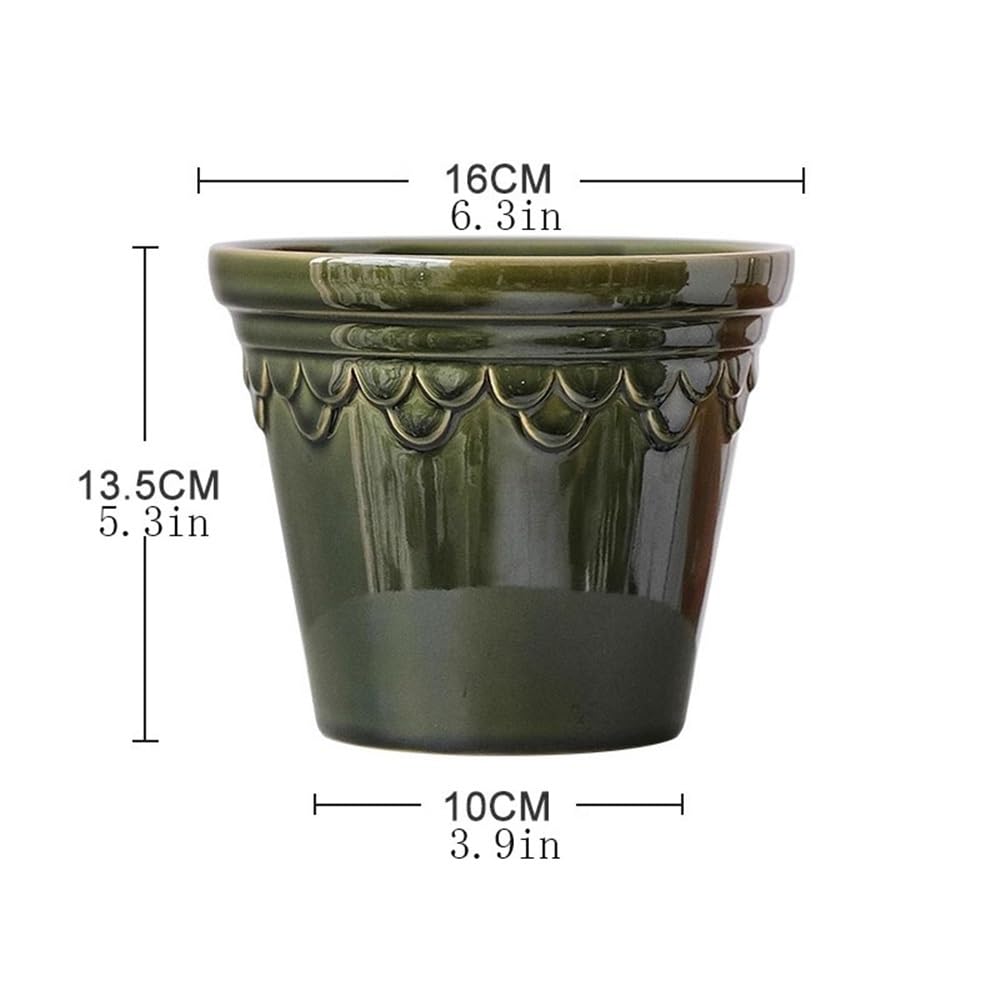 Pot de Fleur Pot de Plante Rond de Couleur Turquoise, Pot de Fleur de Table en céramique avec Trou de Drainage, for Balcon, Salon, Cuisine, Jardin, conteneur de Plantes Cache Pot ceramique