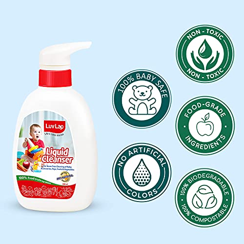 Image of LuvLap Paraben Free Baby Wipes with Aloe Vera, with Fliptop Lid (72 Wipes /Pack) & LuvLap Liquid Cleanser, Anti-Bacterial, Food Grade, For Baby Bottles, Accessories and Vegetables, 500ml