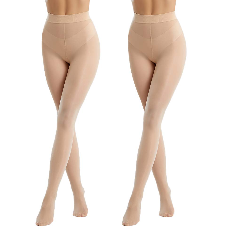 ibonasSemi Opaque Microfiber Tights, 2Pack Durable Solid Color Stockings, Footed Pantyhose for Women, Girls