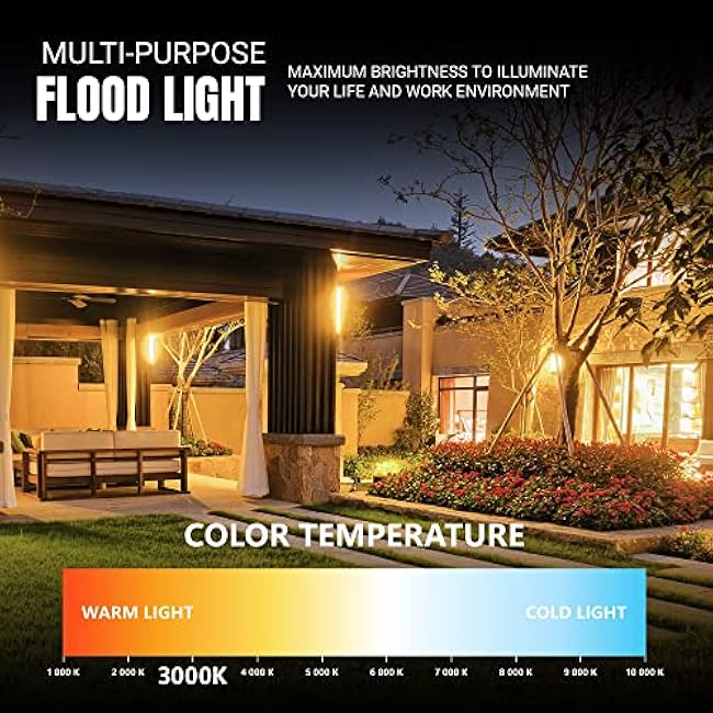 DYSMIO Wired Line Voltage LED Outdoor Landscape Flood Lights for Garden and Yard, Non-Solar Powered Bright Security Landscaping Light - Black - Medium - Pack of 2