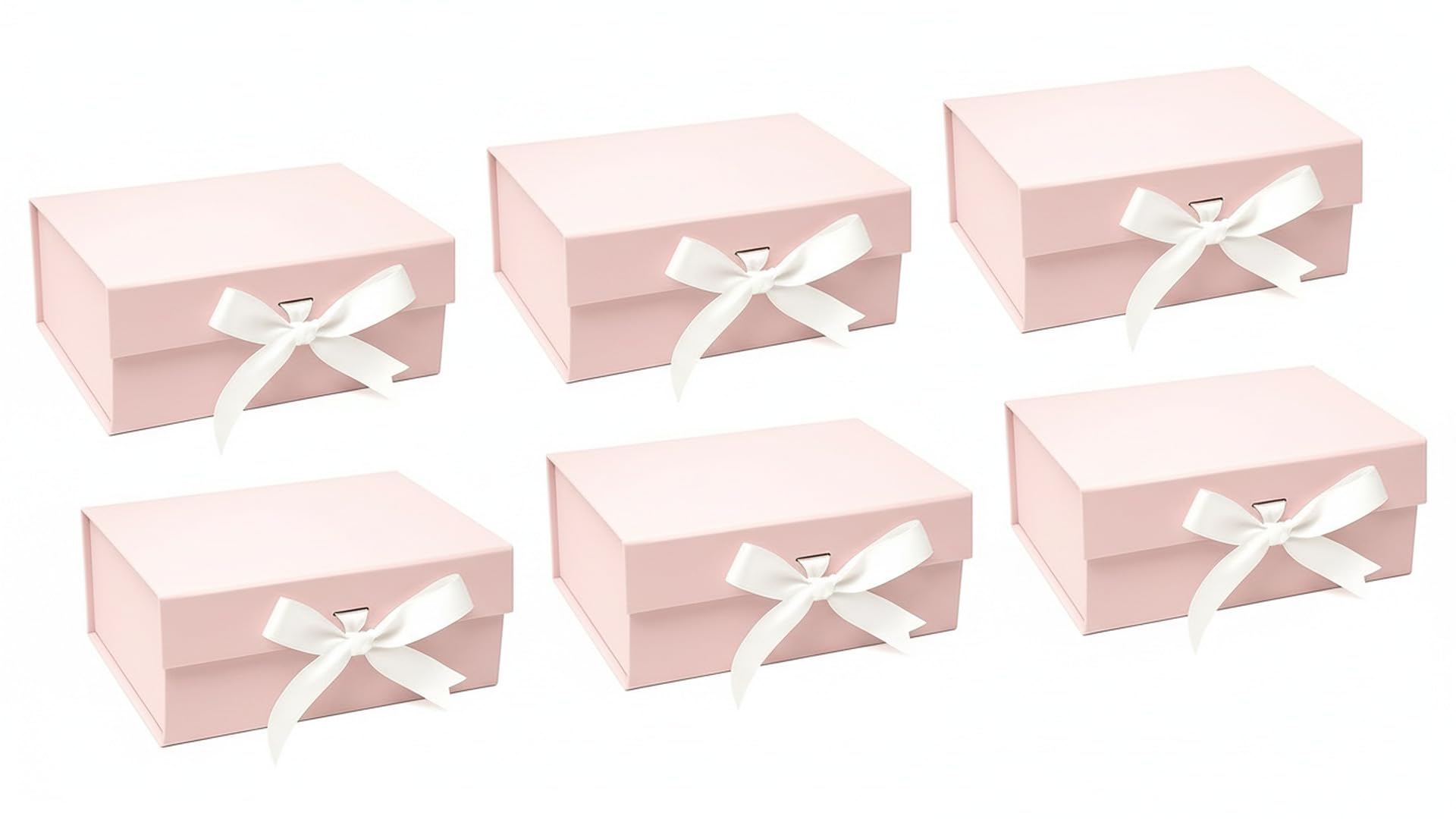 Awestuffs Premium Pink Gift Boxes for Gift Packaging, Reusable Decorative Gift Boxes (23 x 16 x 10 cm) for Hampers, Weddings, Birthdays, Return Gifts & Corporate Gifts (Pack of 6)