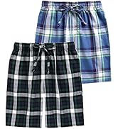 TINFL Cotton Long Short Lounge Pants for Men - 100% Woven Soft Plaid Check Lounger Sleeping Pajam...