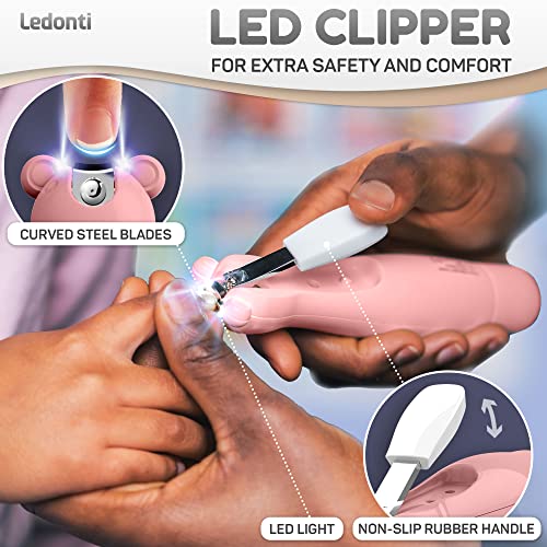 Rechargeable Baby Nail Clippers - Baby Nail Trimmer Electric W/Led Light For Newborn, Infant, Toddler, Kids - Baby Manicure Fingernail Care Set W/Scissors - Baby Essentials Must Haves Grinder Cutter #TOP4