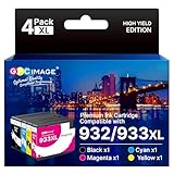 cartouche hp 932 933 pas cher Rendement de la Page: 1000 pages par cartouche 932XL 933 XL BK Noir, 825 pages par cartouche Couleur 932 XL 933XL pour Cartouche HP 933 XL 932 XL pour HP OfficeJet 7612 7510 (5% de couverture de papier A4)