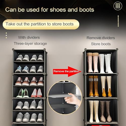 Image of Sunderlook Shoe Rack Plastic for Home- Slipper Stand, Professional Shoe Stand, Chappal Stand, Multipurpose Foldable Standing Comfort Runner Shoe Rack with Door (Cream White, 6 Shelf 3 Door)
