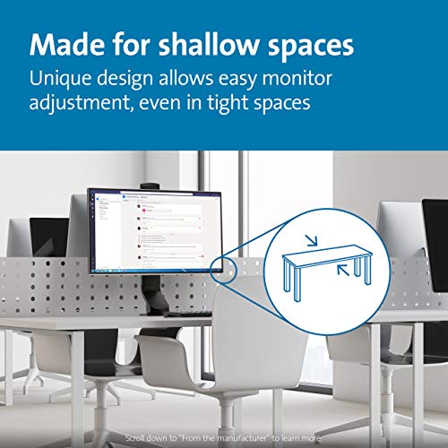 Image of Kensington Single Monitor Desk Mount, C-clamp Vesa Stand Fits up to 32 inch Ultrawide Samsung LG , Low Profile Vertical Mount, Height Adjustable Free Standing Arm,K55512WW Black