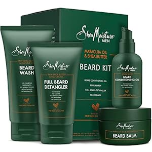 SheaMoisture Beard Kit for Men, Beard Wash, Beard Balm, Beard Oil, Beard Conditioner, Complete Beard Grooming Kit, Gifts for Men, Gifts for Husband, Natural Ingredients, Shea Butter & Maracuja Oil