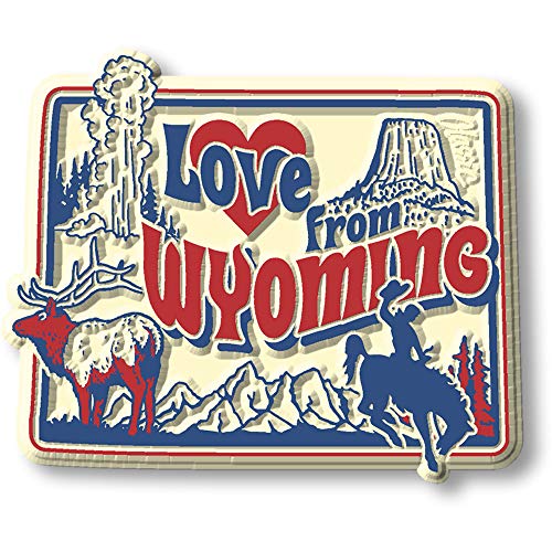 Imán decorativo vintage Love from Wyoming 3D 2.5x2.1"