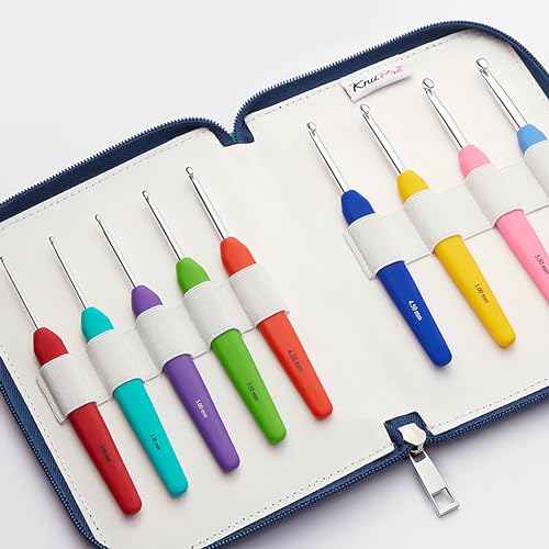 Set de ganchillos KnitPro Waves con mangos suaves y estuche azul 5