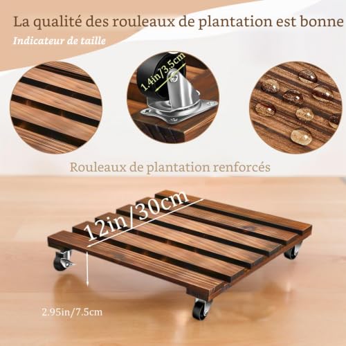 Planche à roulettes pour plantes robustes déplacer pot de fleurs sans effort - 5