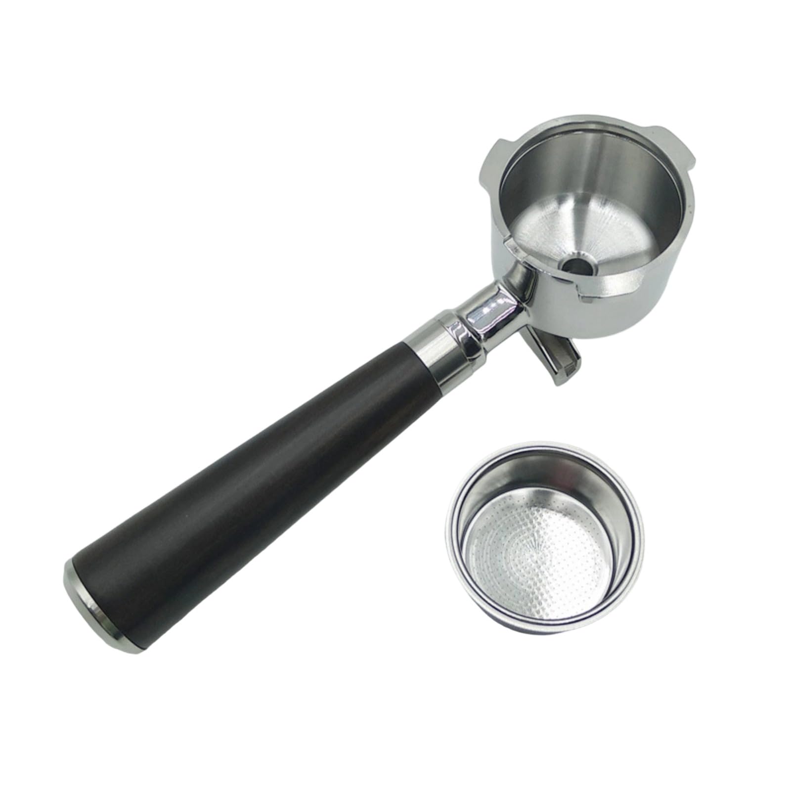 Tsophreniq 51mm Portafilter with Base for Coffee Machines Portable Espresso Filter Basket for Home and Professional Brewing Wood Handle