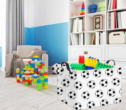 Image of Rectangular Soccer Basket Kids Baby Storage Basket Cute Kids Toy Storage Bin Organizer Shelf Book Room Decor(Soccers)