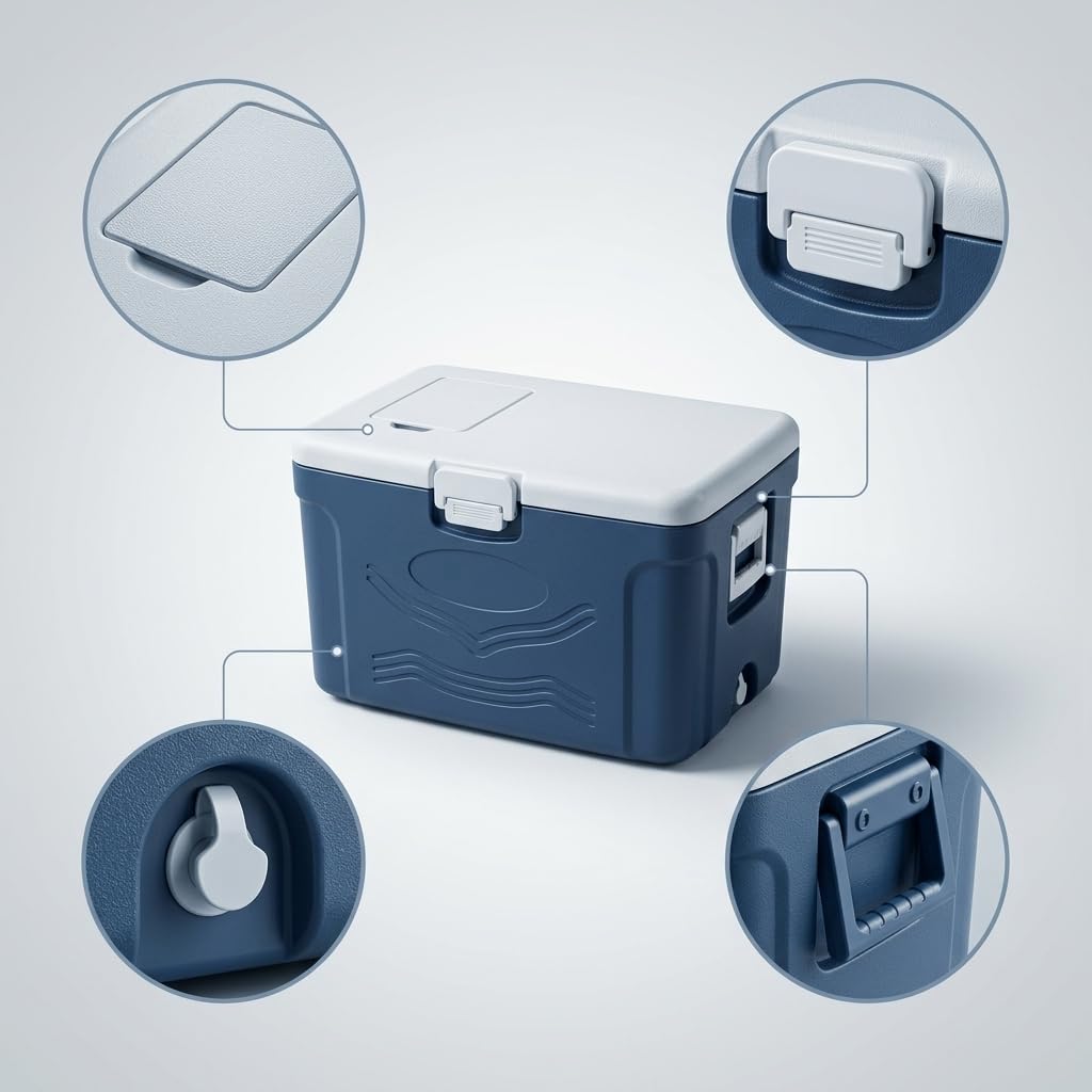 Glacière Portable Chaud Froid PE, Doublure hygiénique, Conteneur réfrigérant, pour Les Repas extérieurs, pour Les Professionnels, Style to 2, 50L