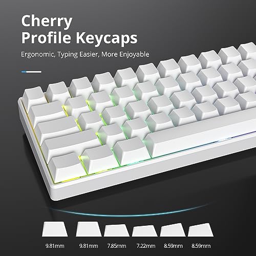 Image of Fogruaden Blank Keycaps, Thick PBT White Keycaps, Cherry Profile, Minimalist White, 128 Key, Custom Keycap for Mechanical Keyboard