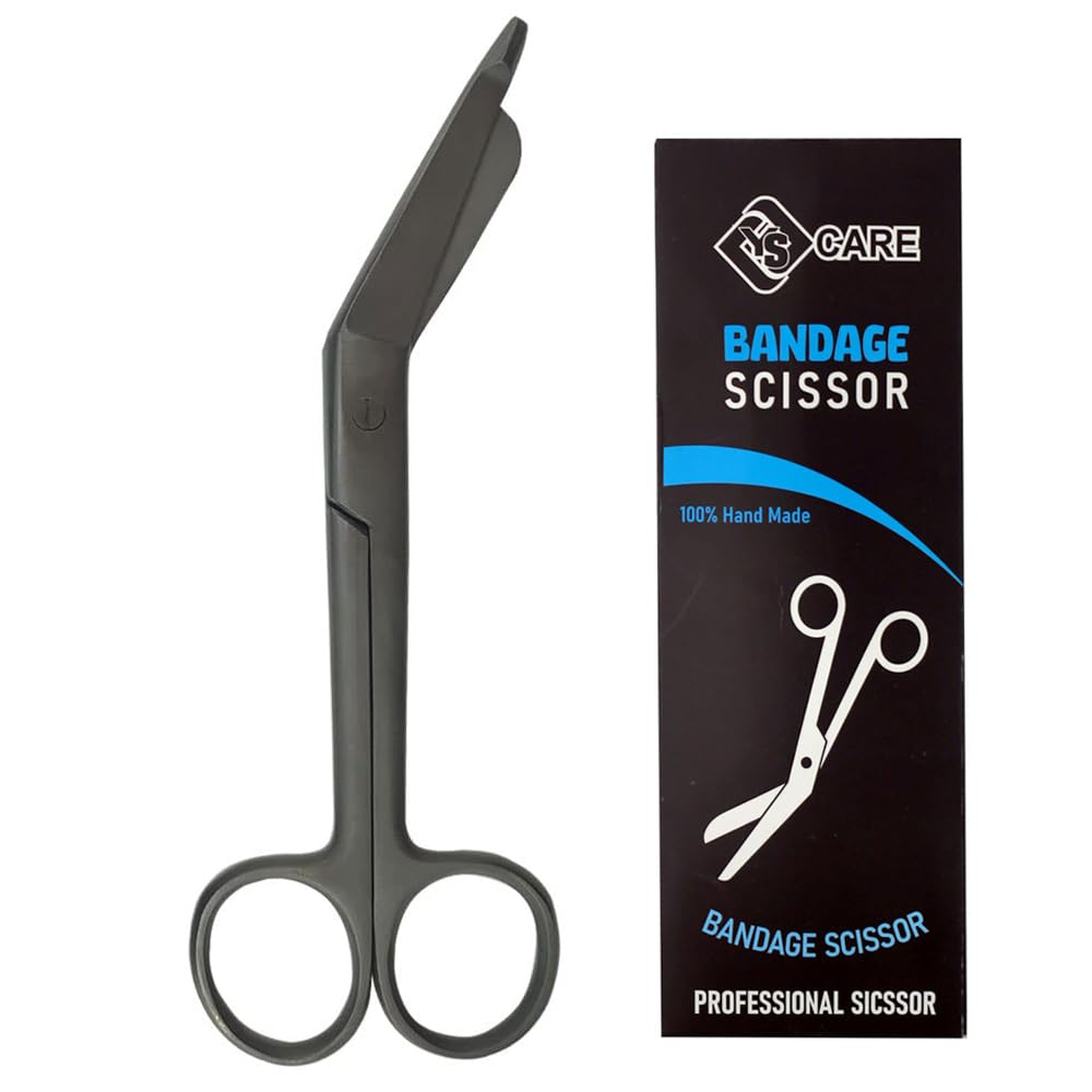 Yscare Black Bandage Scissors Stainless Steel First Aid Utility First Aid Lister Bandage Scissors Dressing Student Nurse 6.5" (, 6,5")