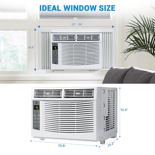 Image of Window Air Conditioners, 6000 BTU Compact AC Unit, Energy Saving Window AC, Smart AC with 3 Modes Cool Dry Fan Speed Control,Cools Up to 269 Sq.Ft,115v Mini Air Conditioner for Bedroom,Office,Home