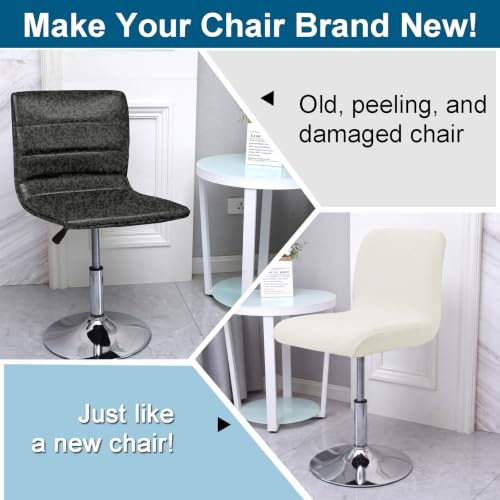 Image of WOMACO Bar Stool Cover with Back Jacquard Fabric Dining Room Square Swivel Barstool Chair Seat Cushion Slipcover for Counter Height Mid Low Back Chair Protector (Ivory, 2PCS)