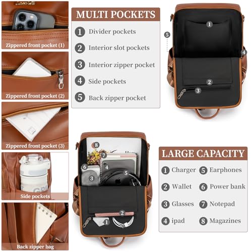 Image of Backpack Purse for Women Travel Convertible Shoulder Tassel Bag Ladies Work Travel Handbags