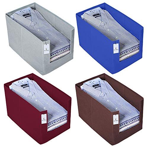 Kuber Industries 4 Piece Non Woven Shirt Stacker Wardrobe Organiz...