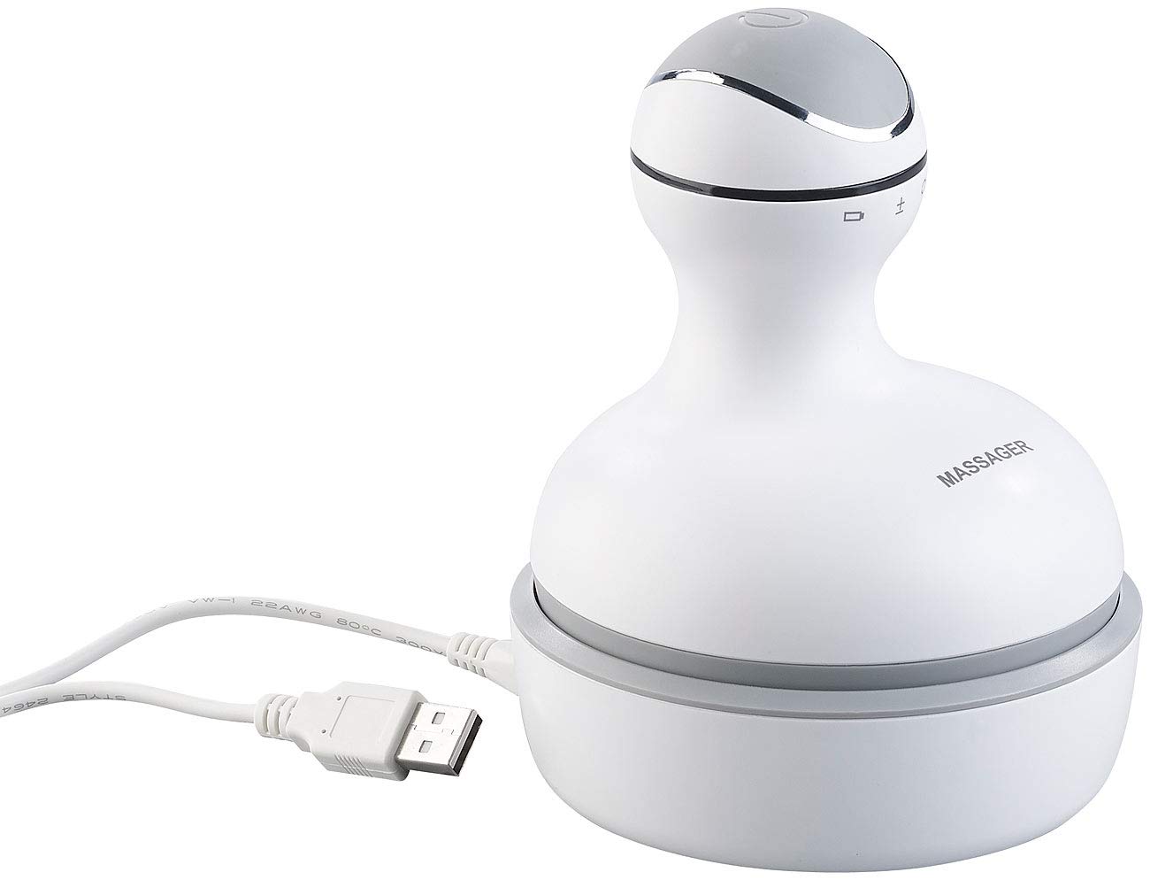 newgen medicals Massage-Gerätee: Deluxe-3D-Kopf- & Körper-Massagegerät mit Akku-Betrieb & Ladestation (Kopfhautmassagegerät, Massagegeraet Entspannung, Kopfhaut elektrisch)