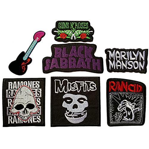 Set Patch of Iron on Patches for Clothing #6 Heavy Metal Rock Music Band Patches Rock Roll Applique Embroidered Badge Punk Hippie for T-Shirts Jackets Shoes Backpack Clothes Jeans by Nesar