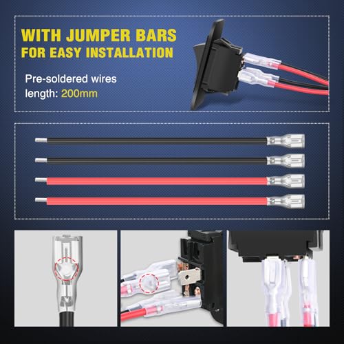 Image of Nilight ON-Off Switch Panel 4 PIN DPST Toggle Switches Panel 12V 20A Black | Anodized Aluminium switch Shell Bracket with Screws Ternimals Jumper Wires Set for Cars Trailers Boats RV Camper