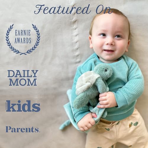 Image of MON AMI 13.5-Inch Taylor The Turtle Plush Lovey | Knotted Security Blanket for Babies | Soft & Cuddly Baby Comforter for Baby Showers & Birthdays