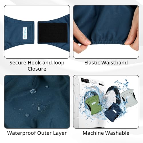Image of Paw Legend Washable Dog Belly Band Wrap Diapers for Male Dog | High Absorbing Puppy & Doggy Diapers Male (9 Pack,Army,Grey,Navy,Small)