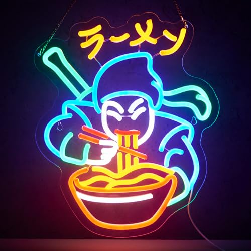 Image of Ramen Neon Sign Ninja Ramen Neon Sign for Wall Decor Japanese Food USB Dimmable LED Neon Lights for Beer Bar Kitchen Restaurant Home Pub Party Man Cave Club Shops Hotel Store Business Gift