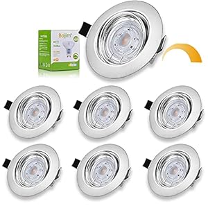 Bojim spot led encastrable dimmable 220V, Luminaires Encastrés GU10 6W Eqv. 50W Blanc Chaud 2700K 350LM CRI 90+, IP20, Spot de Plafond 30° orientable 36° d’éclairage 230V, Lot de 6