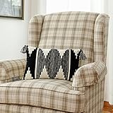 Boho Cream and Black Decorative Wave Triangle Geometric Tufted Lumbar Throw Pillow Cover with Tassel