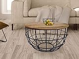 casamia Beistelltisch nachhaltig Couchtisch Wohnzimmer-Tisch rund Lexington ø 55 cm Metall Gestell massiv Farbe Tabacco