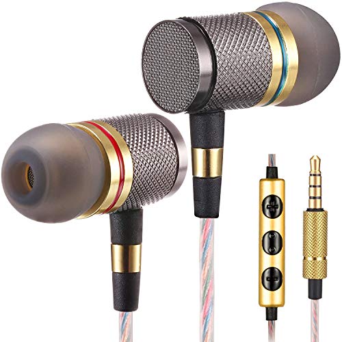 PTron Aristo HBE (High Bass Earphones) Stereo in-Ear Wired Headphones with Mic – (Gold)