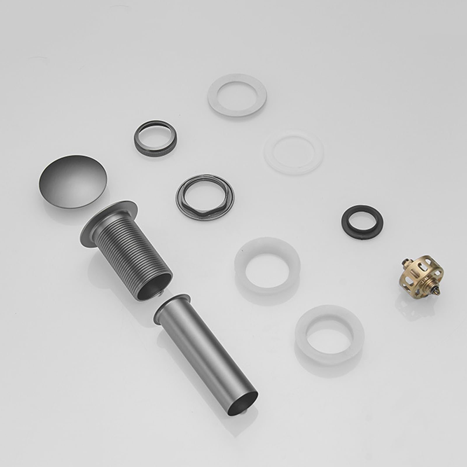 Valvula Lavabo Sin Rebosadero VáLvula Para Lavabo Clic Clac VáLvula DesagüE Lavabo Empujar Y Abrir Para Drenar Todo De Cobre,gris Pistola,No Poroso
