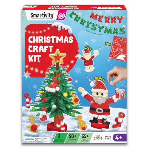 Smartivity Christmas Craft Kit for Kids 4,5,6,7,8,9,10,11,12 Years Old | Build and Decorate Christmas Tree & Santa | Christmas, Birthday Gift for Boys & Girls | DIY Art & Craft Activity Kit